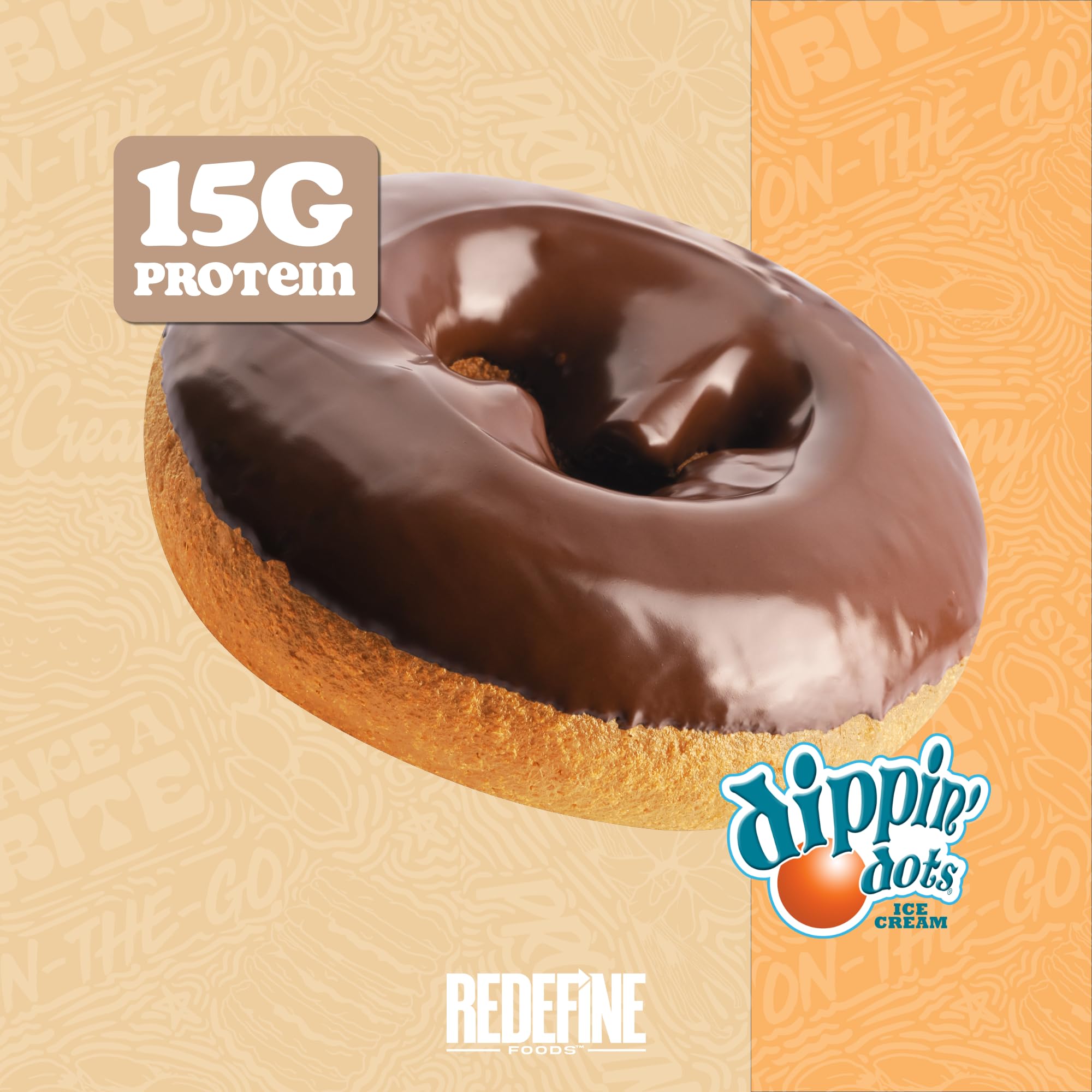 REDEFINE Dippin' Dots Protein Donut chocolate chip cookie dough texture shot