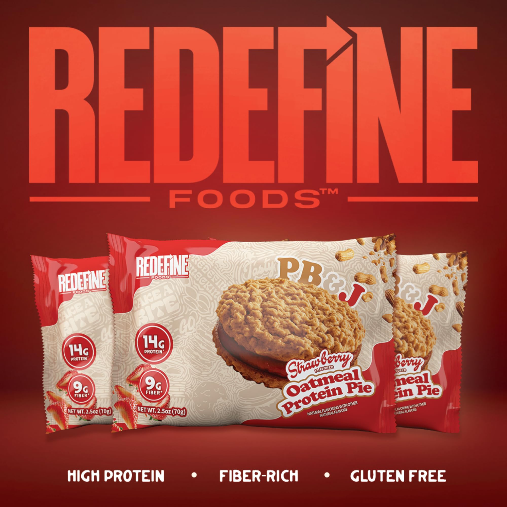 REDEFINE Oatmeal Protein Pie eight-count box ready for lunchboxes