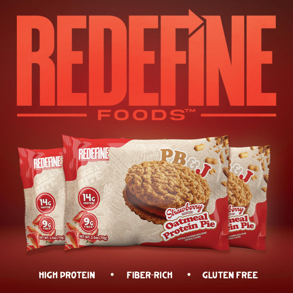 REDEFINE Oatmeal Protein Pie eight-count box ready for lunchboxes
