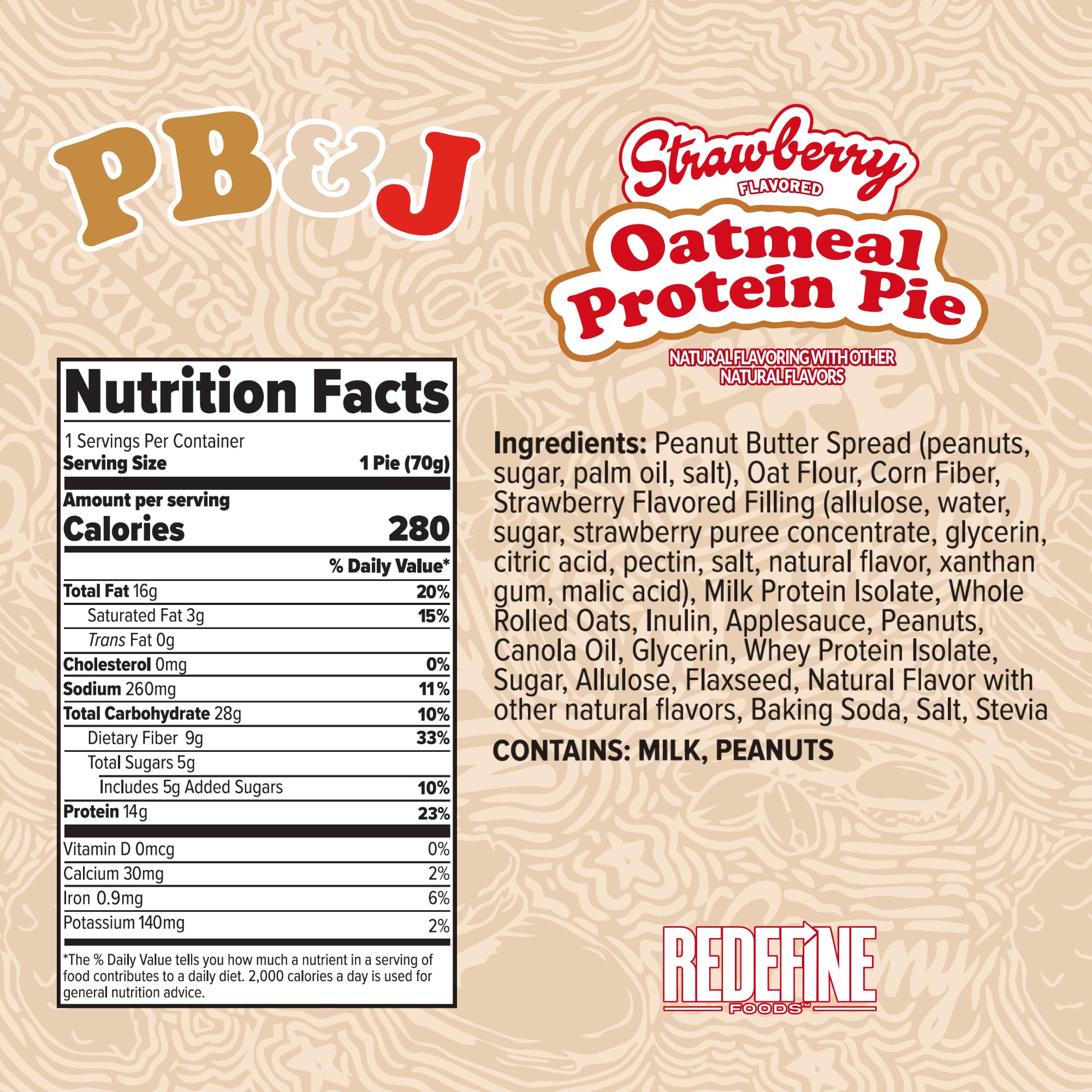 REDEFINE Oatmeal Protein Pie closeup reveals peanut butter jelly layer