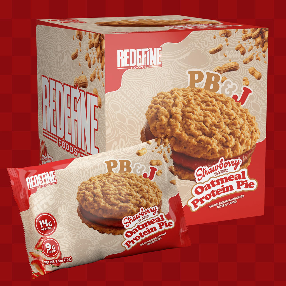 REDEFINE Oatmeal Protein Pie ingredient panel highlights non-GMO oats