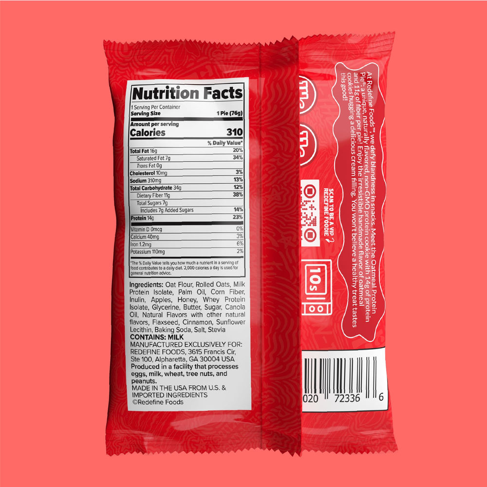REDEFINE Oatmeal Protein Pie original crumb texture suggests wholesome, satisfying bite