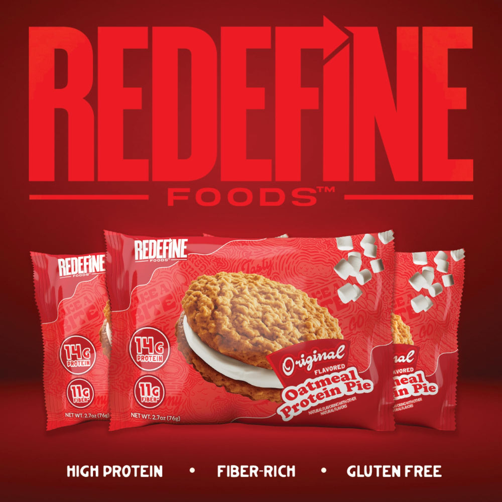 REDEFINE Oatmeal Protein Pie original ready-to-eat, store-friendly snack for busy days