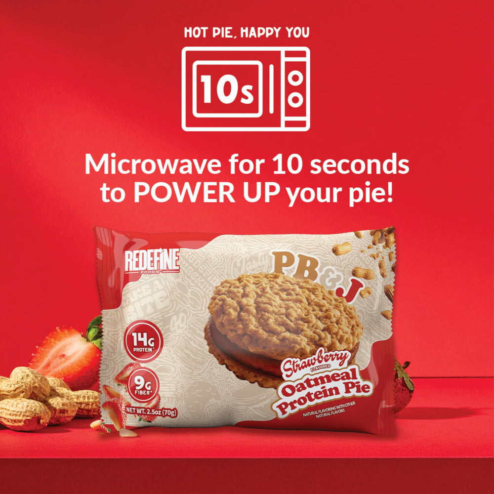 REDEFINE Oatmeal Protein Pie packaging box display for eight bars