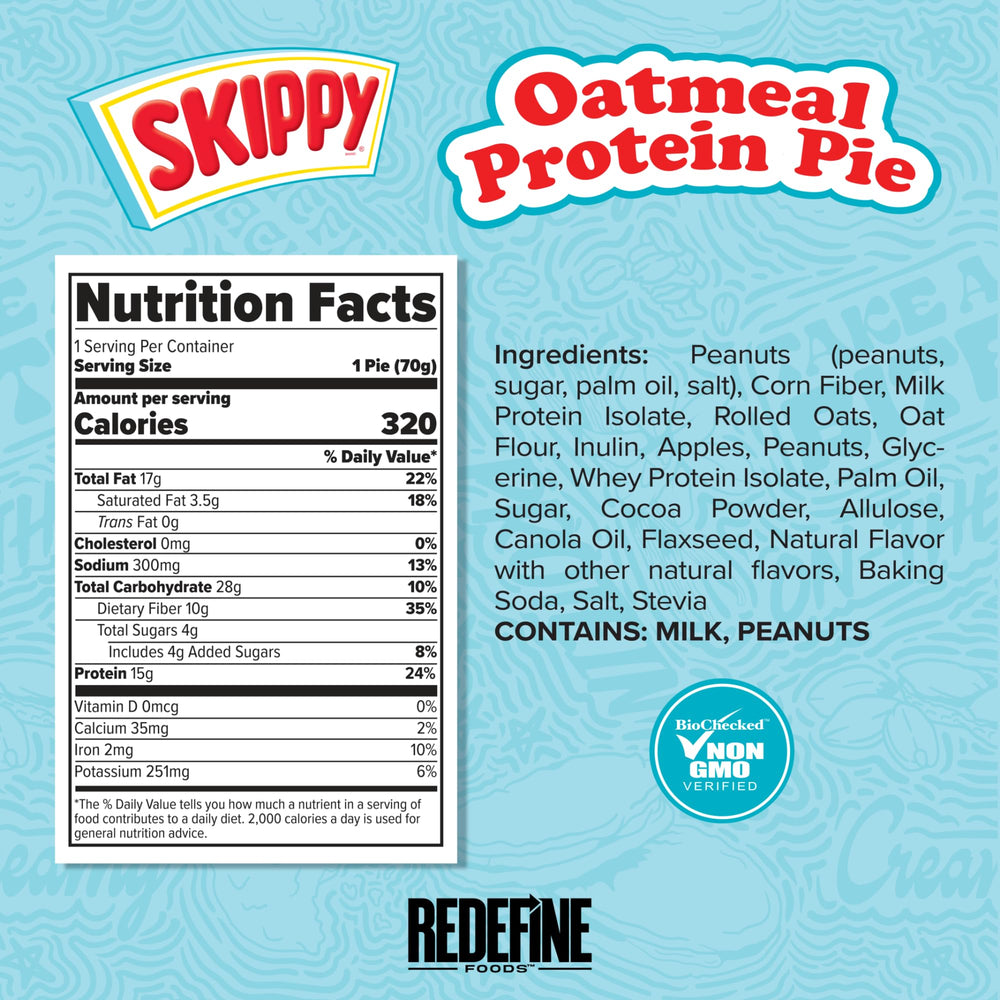 Close-up of creamy SKIPPY peanut butter swirl inside Oatmeal Protein Pie