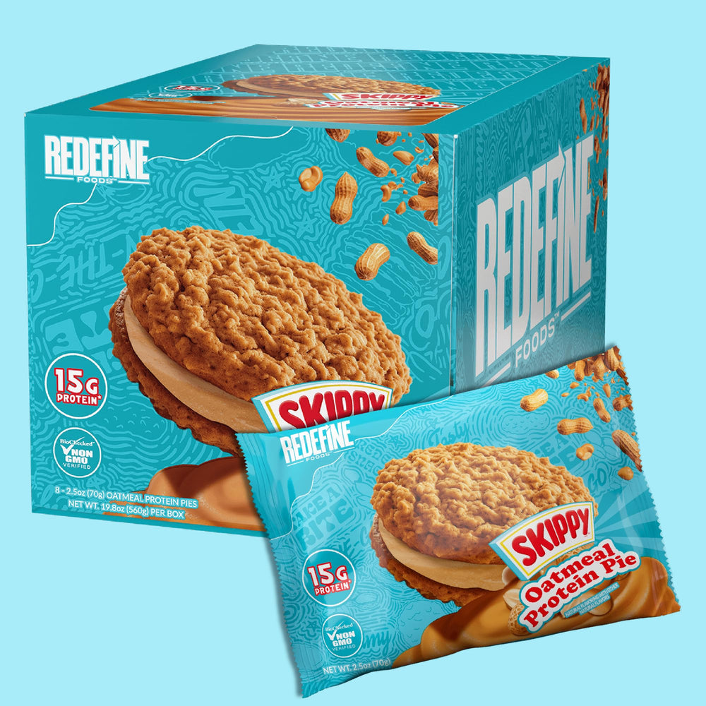 REDEFINE Oatmeal Protein Pie ingredients with non-GMO claim and natural peanut butter