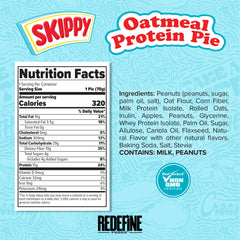 REDEFINE Oatmeal Protein Pie nutrition panel showing 15g protein per serving