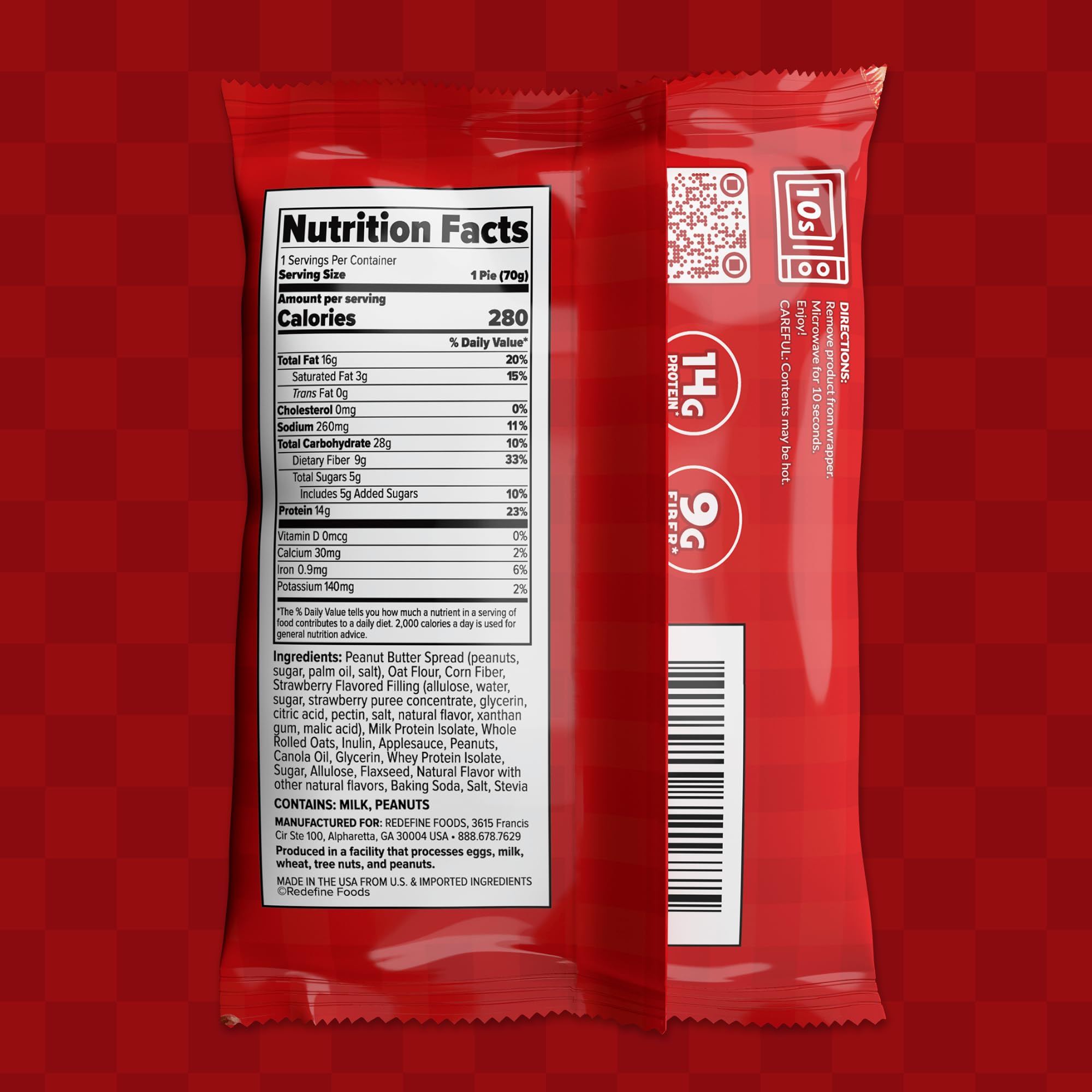REDEFINE Oatmeal Protein Pie strawberry jelly glaze adds fruity flavor