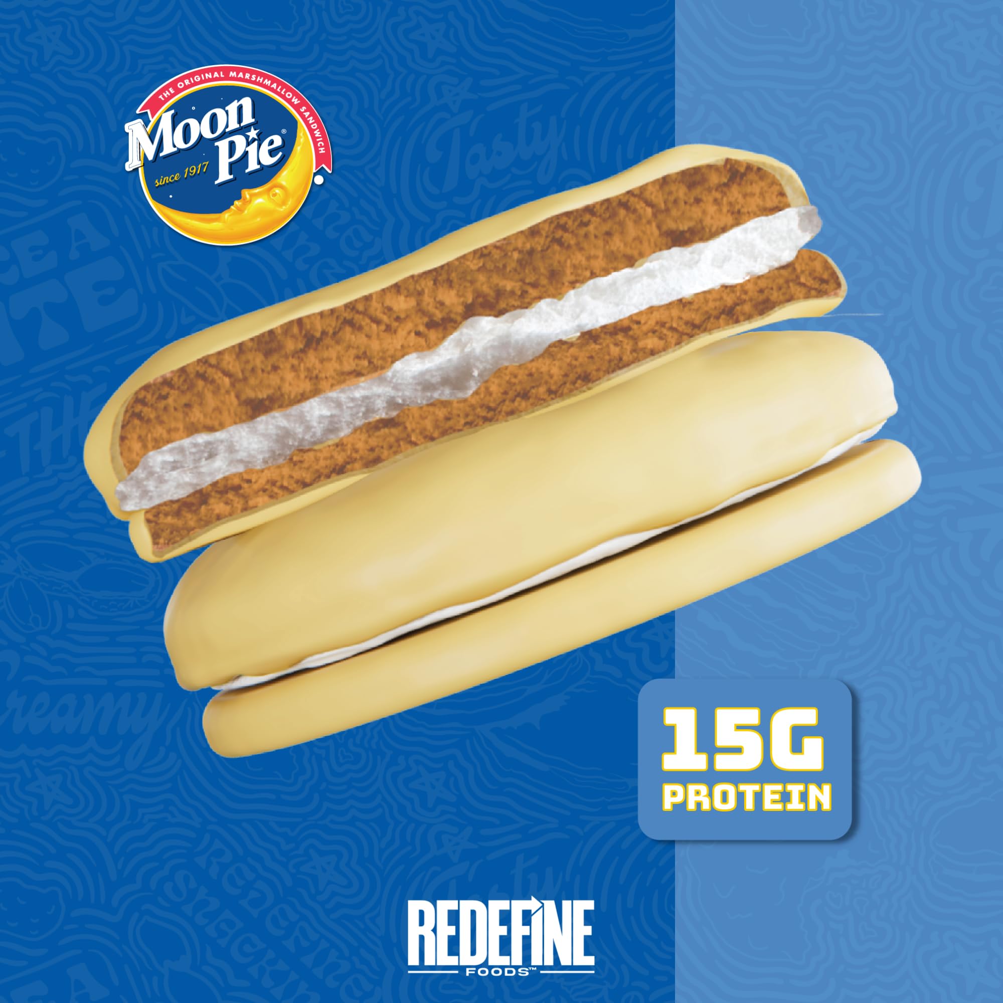 REDEFINE Protein Pie Vanilla two cookies view evokes MoonPie-inspired snacking