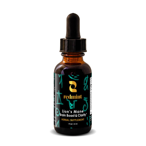 Redmint Lion's Mane tincture bottle for daily focus support.