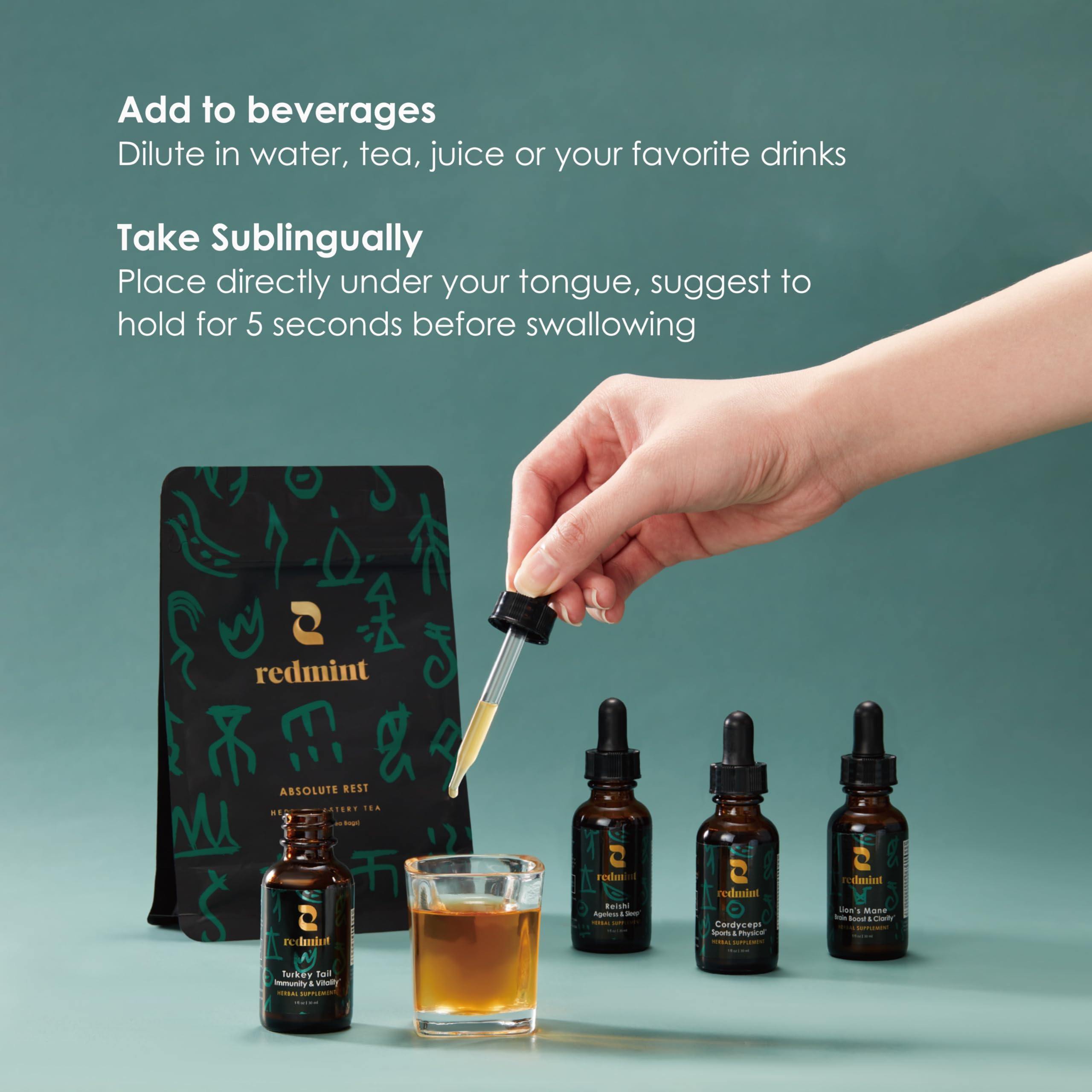 Redmint TCM herbal blend packaging for balanced wellness.