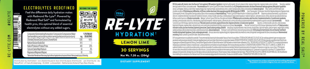 Prepared Redmond Re-Lyte lemon lime drink in a glass