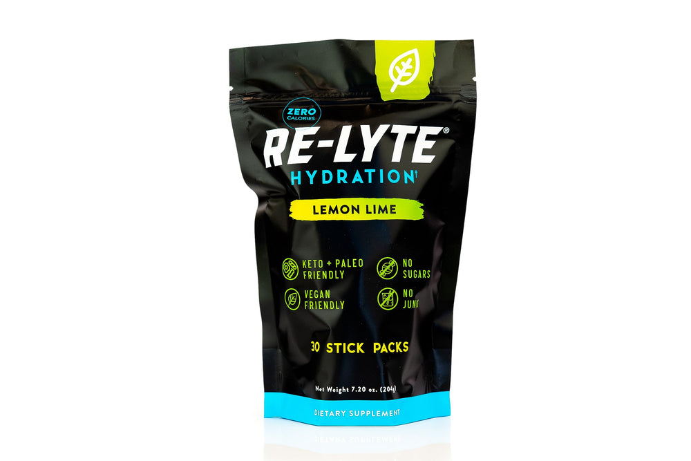 Redmond Re-Lyte Lemon Lime stick pack front view for on-the-go hydration.