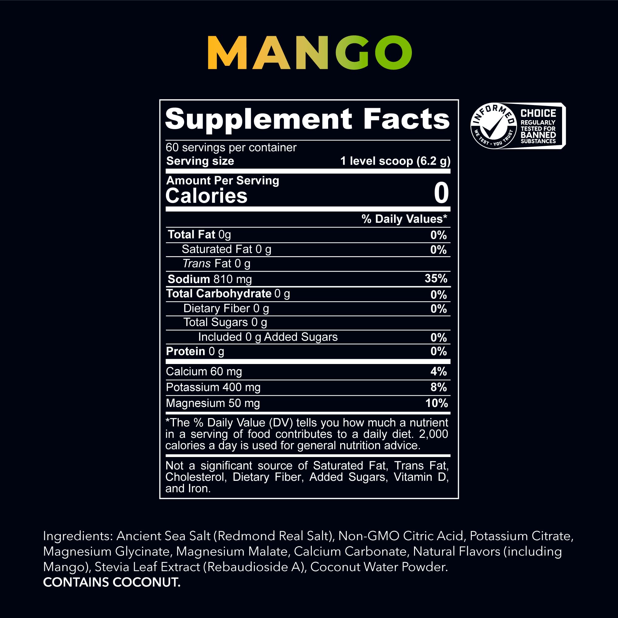 REDMOND Re-Lyte Mango dissolving in water for refreshing electrolytes.