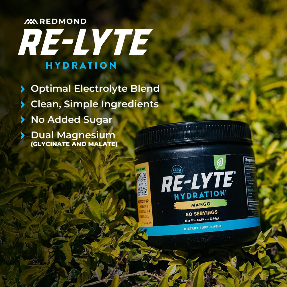 REDMOND Re-Lyte Mango in a glass ready to sip during workouts.