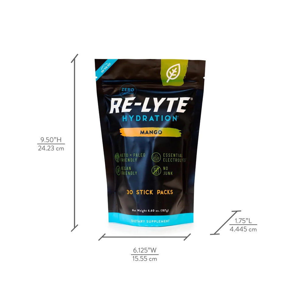 REDMOND Re-Lyte Mango powder in bottle showing natural flavor options.