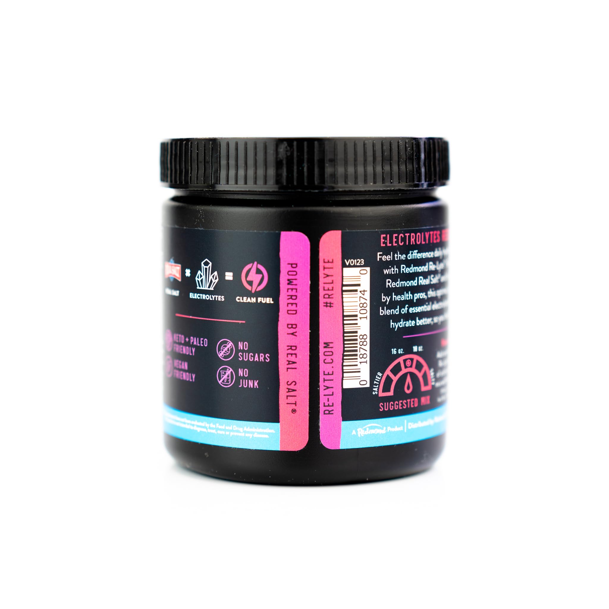 Redmond Re-Lyte Mixed Berry dissolved in water for refreshing hydration.