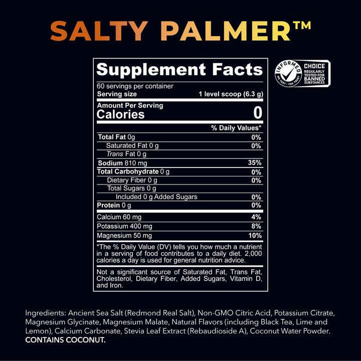 Glass of Redmond Re-Lyte Salty Palmer being poured, hinting at refreshing hydration.