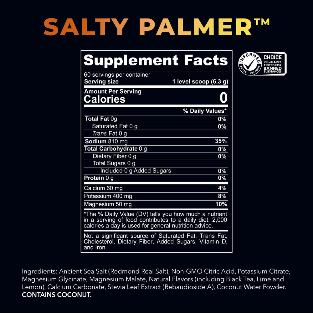 Glass of Redmond Re-Lyte Salty Palmer being poured, hinting at refreshing hydration.