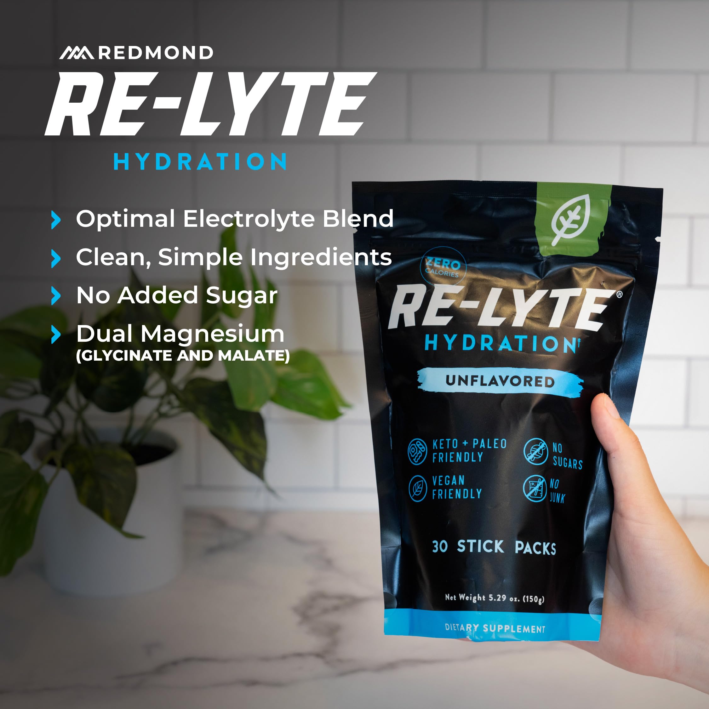 On-the-go Redmond Re-Lyte sachets for travel or workouts.
