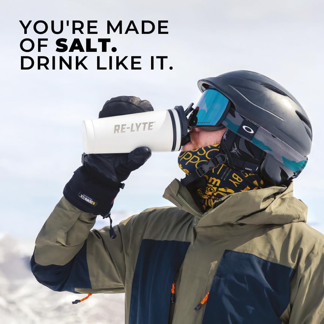 Redmond Re-Lyte unflavored powder stirred in a glass for quick hydration