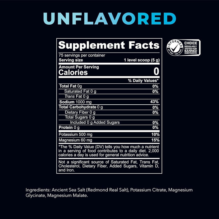 Redmond Re-Lyte unflavored powder dissolving in water for workouts