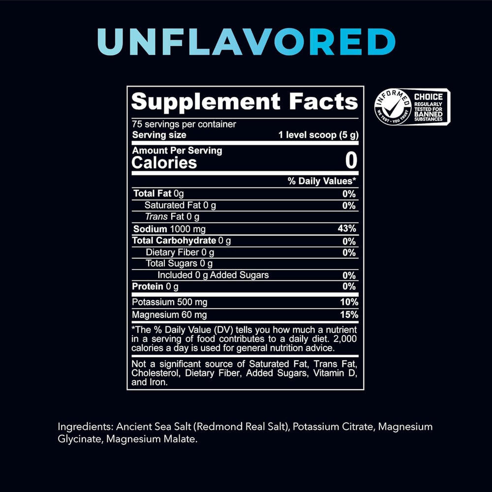 Redmond Re-Lyte unflavored powder dissolving in water for workouts