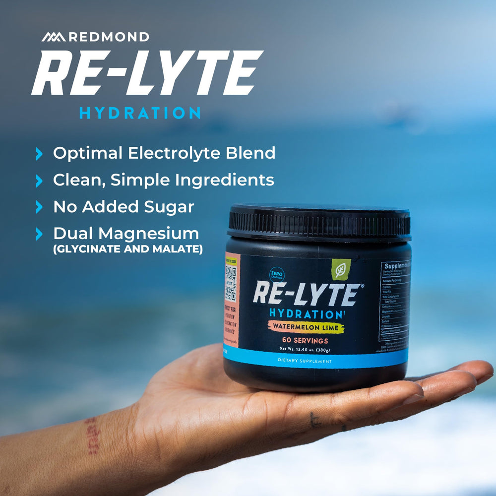 REDMOND Re-Lyte bottle with powder mix for on-the-go hydration.