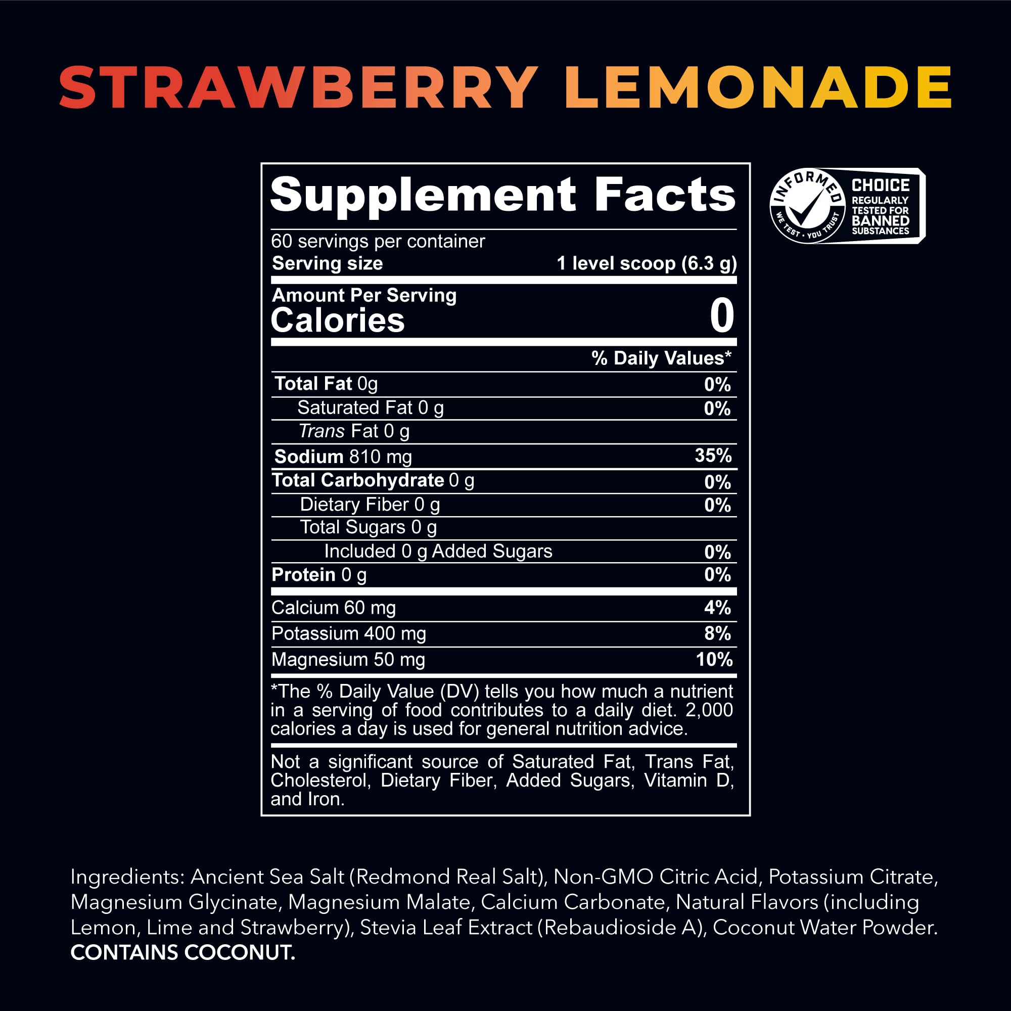 REDMOND Re-Lyte zero calories per serving hydration option.