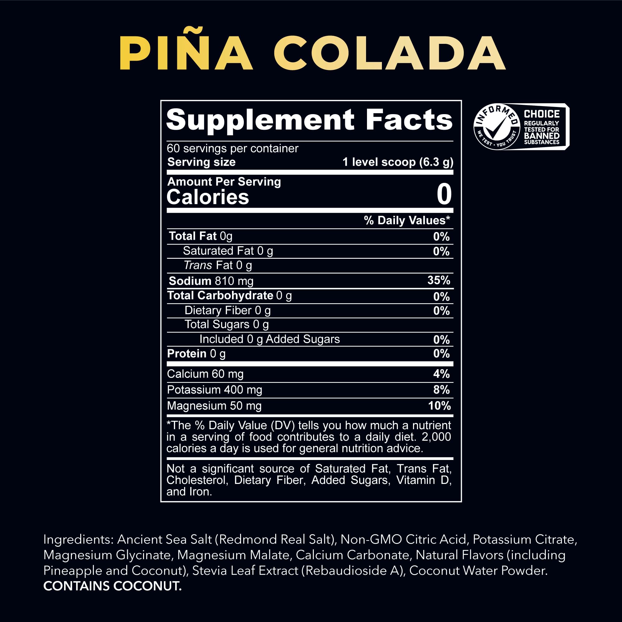 Redmond Re-Lyte Piña Colada mixed glass showing ready-to-drink hydration.
