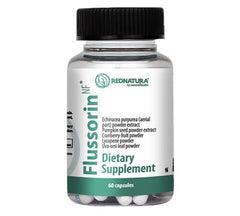 RedNatura Flussorin prostate-support bottle highlighting daily balance and natural vitality.