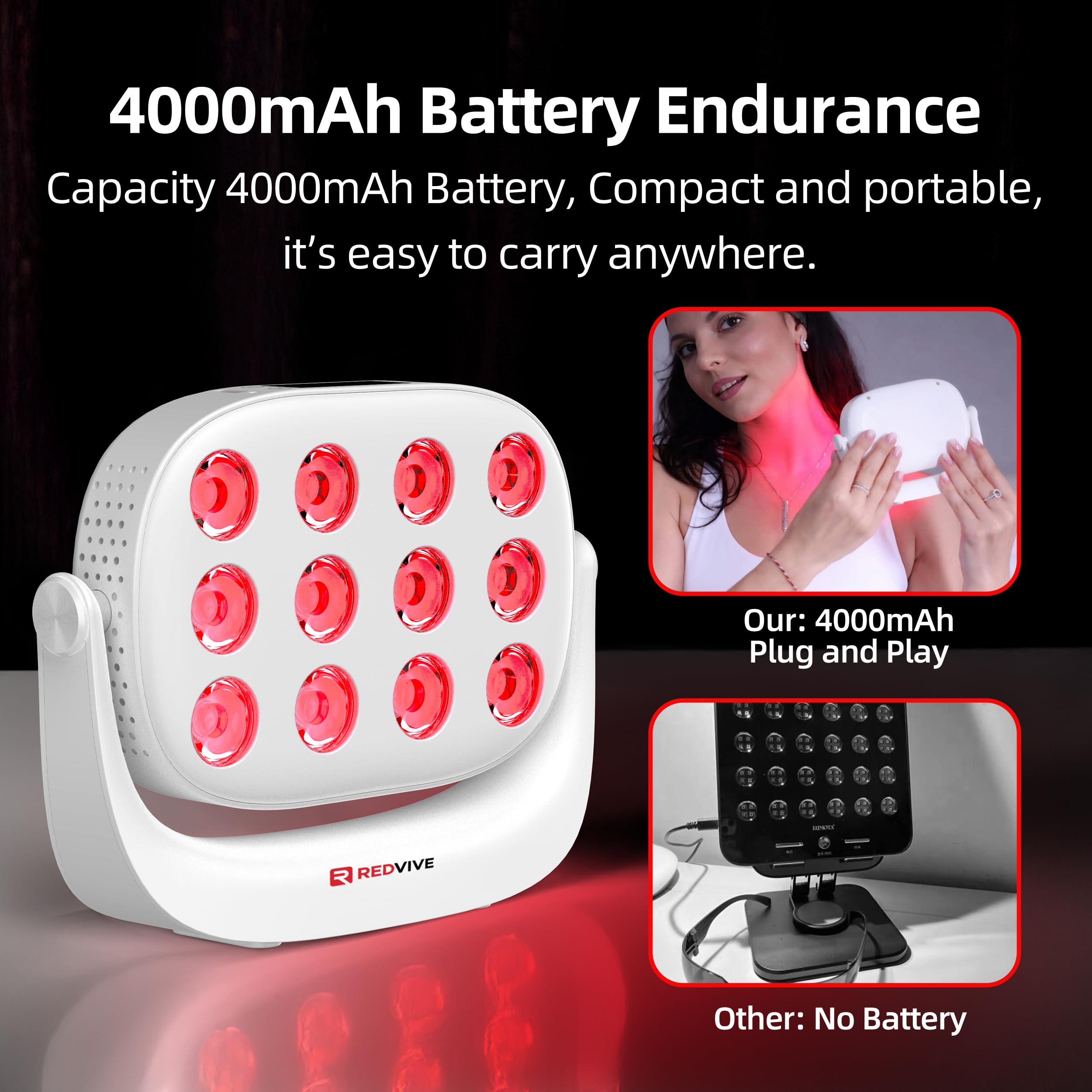 Redvive 660nm and 850nm wavelengths demonstrating balanced red and near-infrared therapy.