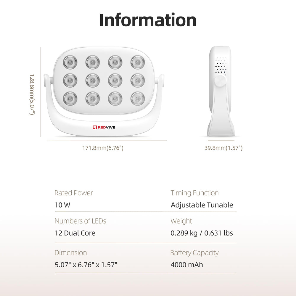 Redvive travel-friendly device in a compact case ready for on-the-go sessions.