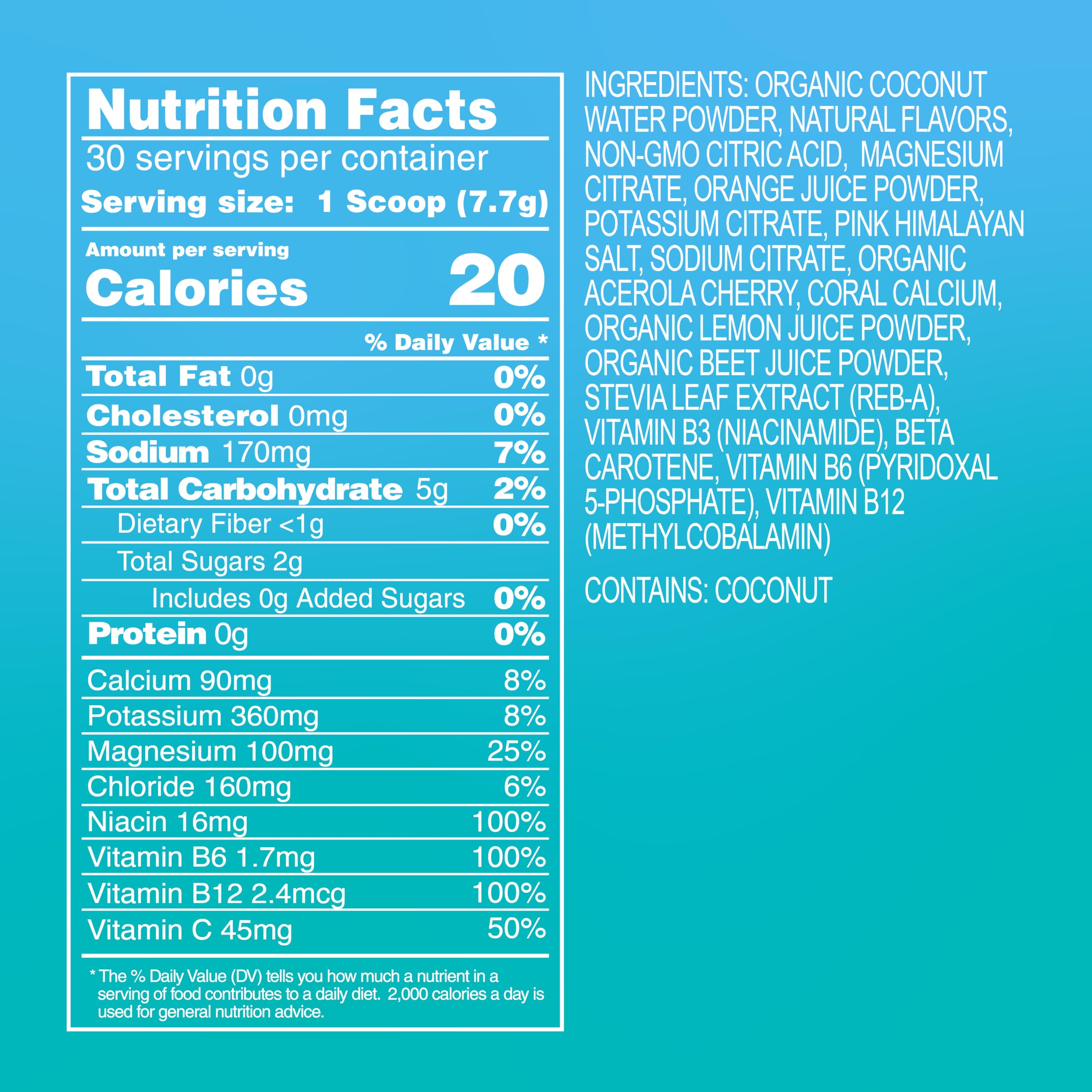 Reef Replenish back label close-up with ingredients and coral calcium details.