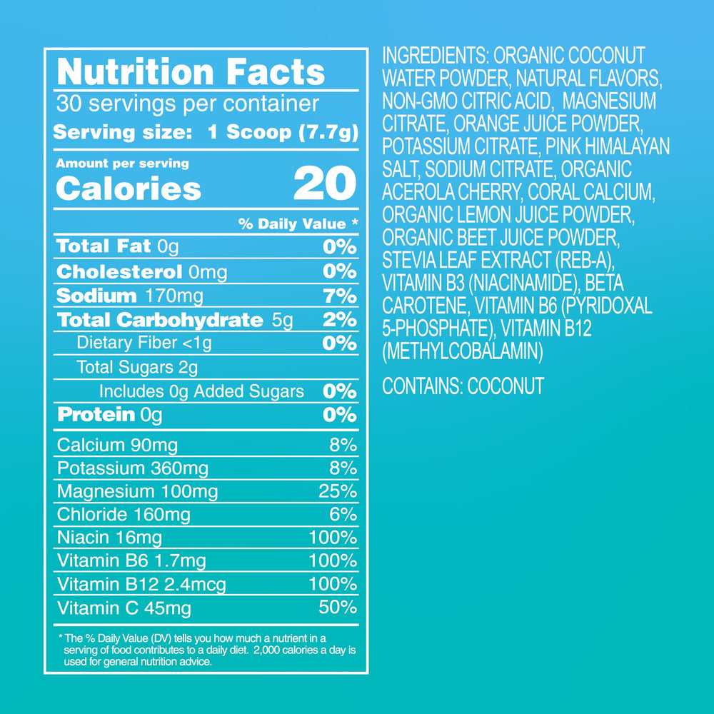 Reef Replenish back label close-up with ingredients and coral calcium details.