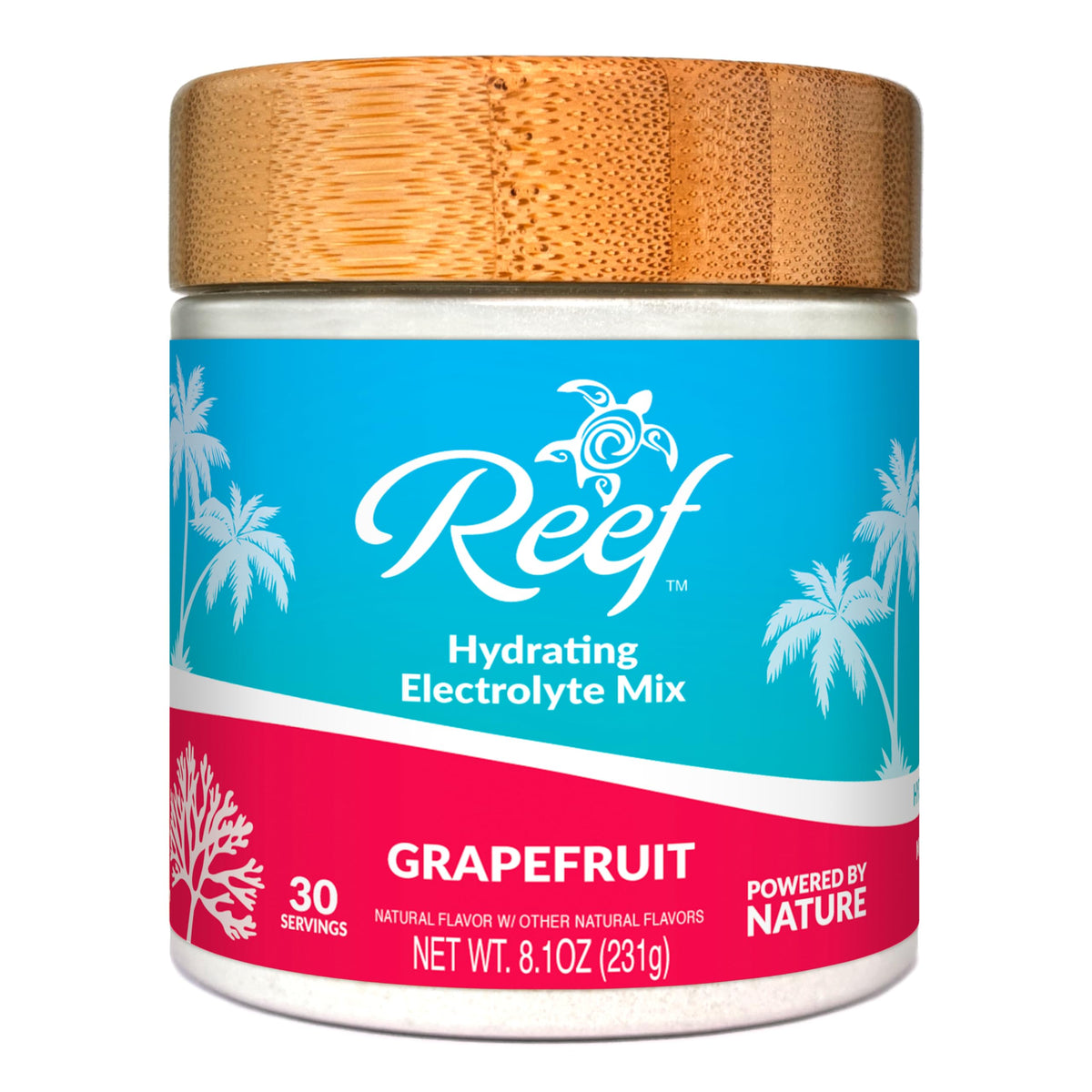 Reef Replenish bottle front view showing refreshing hydration for daily use.