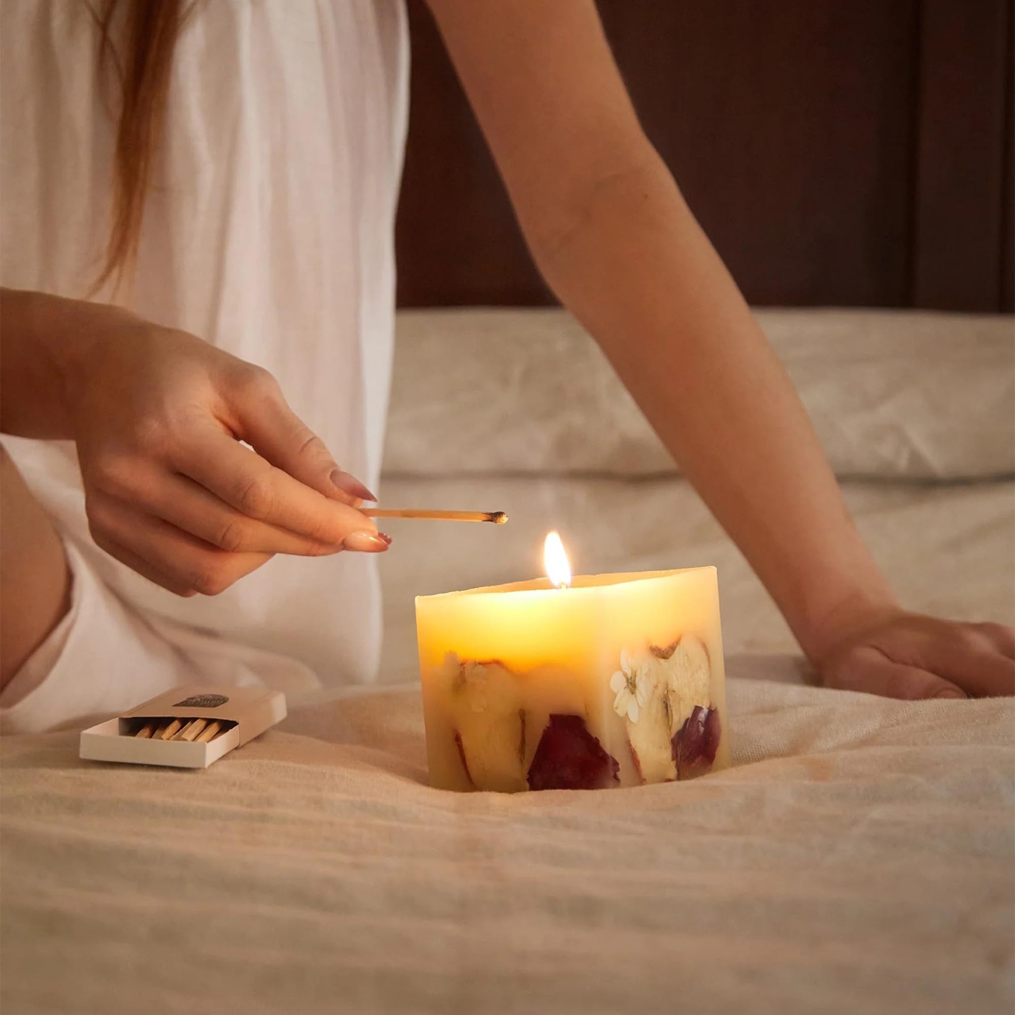 Refillery Haus Small Spiced Apple Cider Candle decor adds natural elegance to shelves.