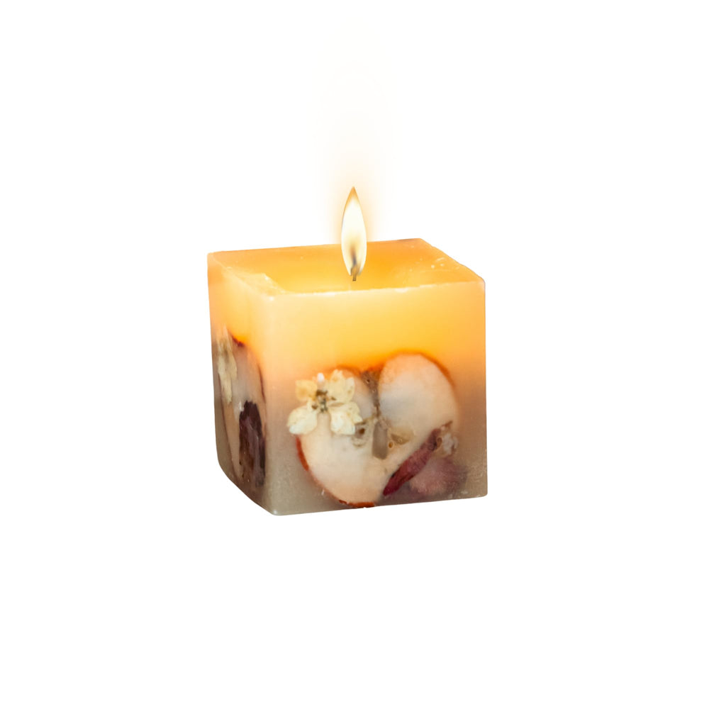 Refillery Haus Small Spiced Apple Cider Candle flame adds warm ambiance to any room.