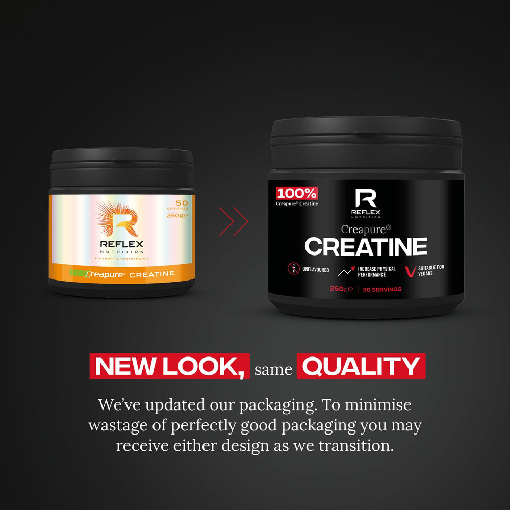 Reflex Nutrition Creapure Creatine storage bottle on shelf for convenient daily use