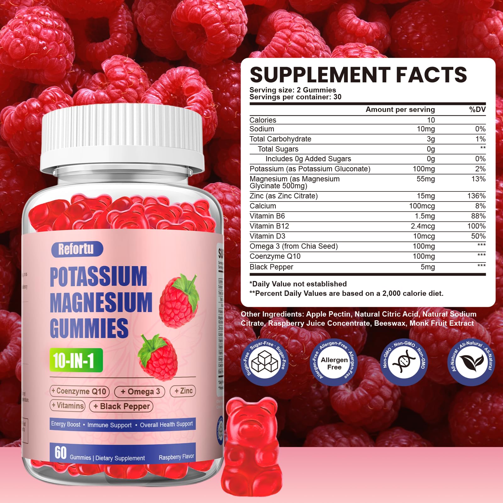 Two gummies per day scene underscores easy daily supplementation.