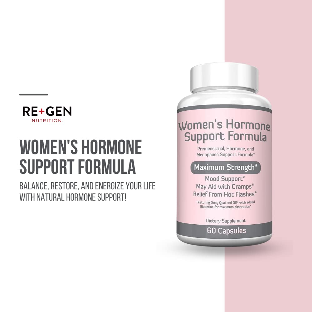 Re+Gen Nutrition DIM and Dong Quai ingredients showcase PMS balance potential.