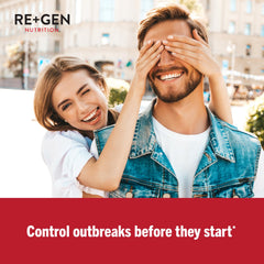 Re+Gen Nutrition H Rescue immune capsules close-up highlighting easy-to-swallow design for adults.