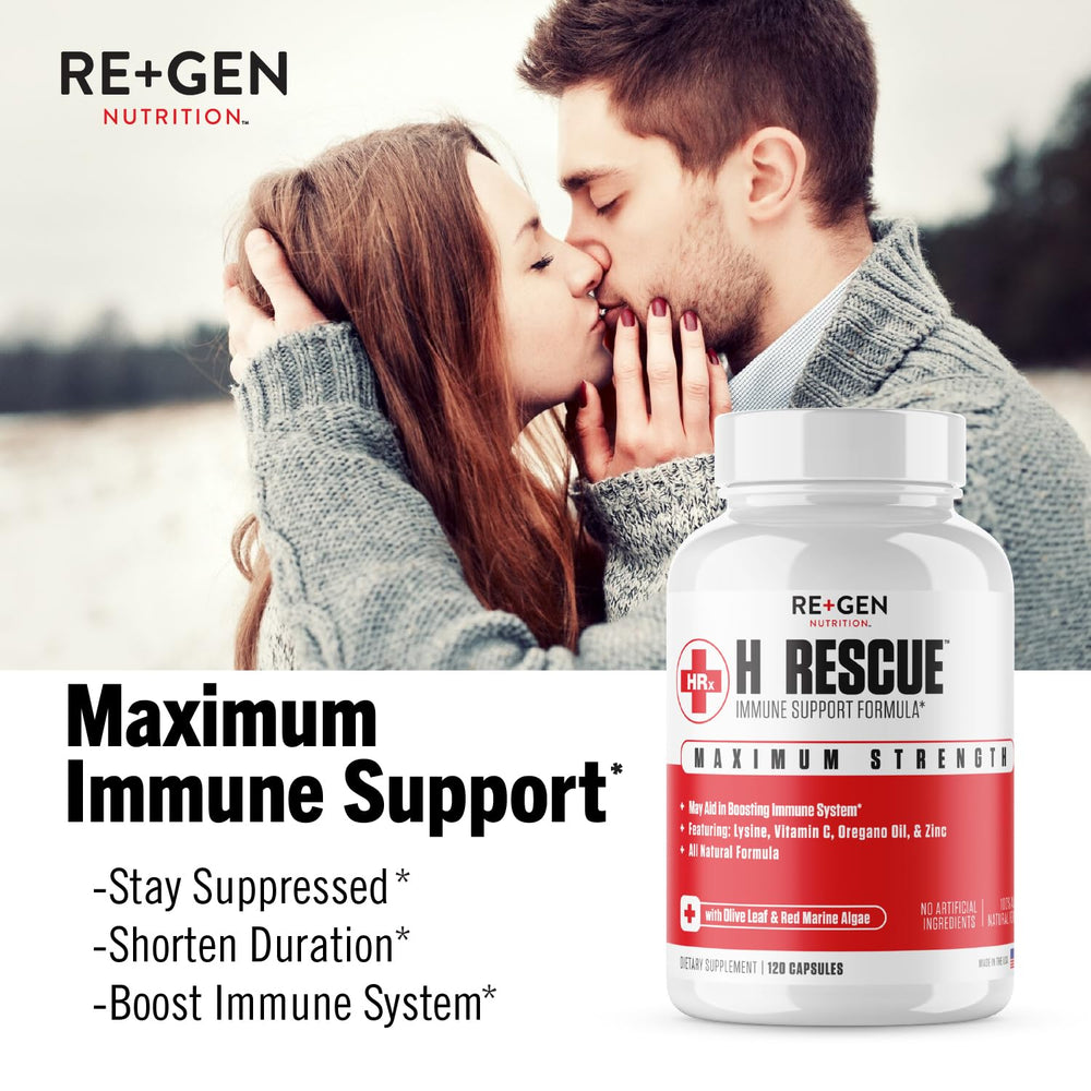 Re+Gen H Rescue ingredients list visual highlighting lysine and essential nutrients.