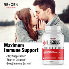 Re+Gen H Rescue ingredients list visual highlighting lysine and essential nutrients.
