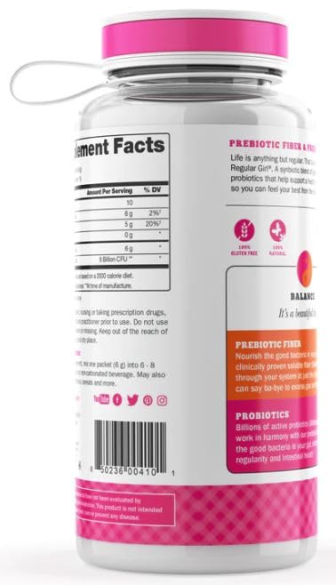 Regular Girl Sunfiber prebiotic blend supporting gut balance.