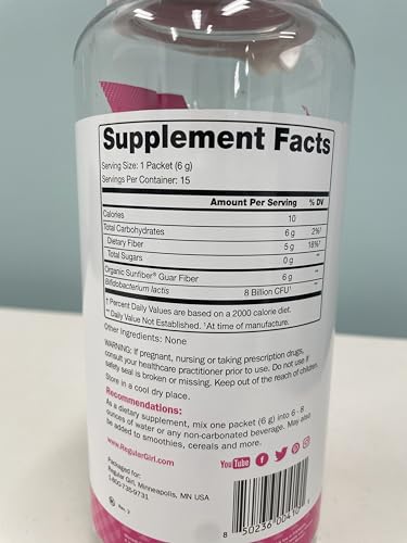 Regular Girl unflavored powder dissolving quickly in water.