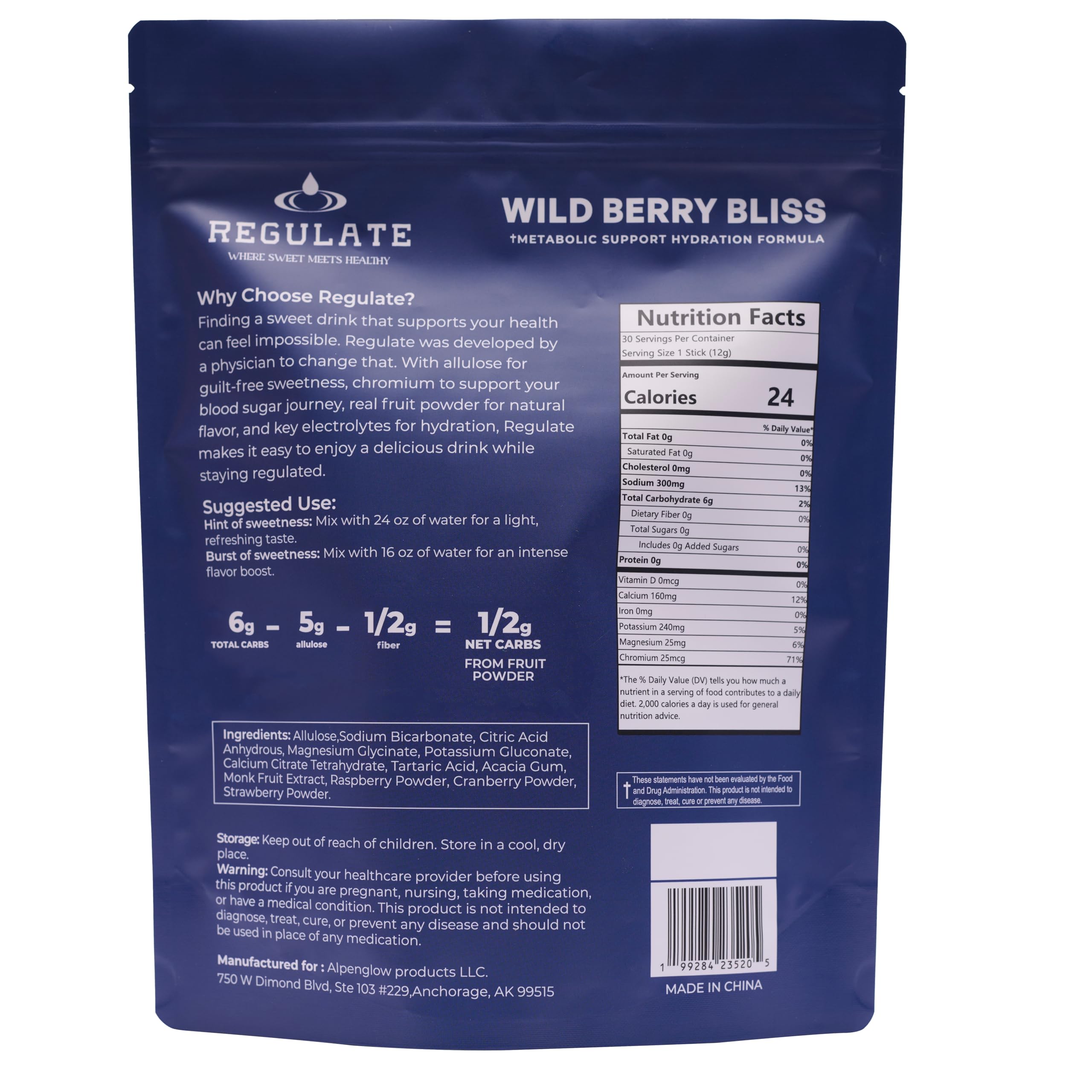 Regulate Wild Berry Bliss stick-pack on table for portable hydration