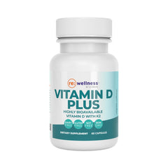 Reignite Wellness vitamin D3 K2 softgel bottle highlighting immune support potential.