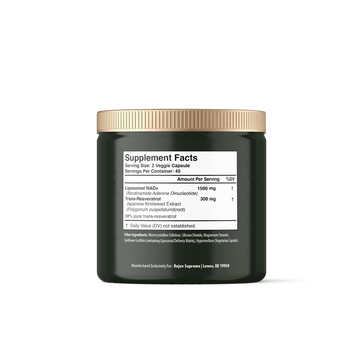 Daily capsule regimen scene featuring Rejuv Supreme NAD capsules