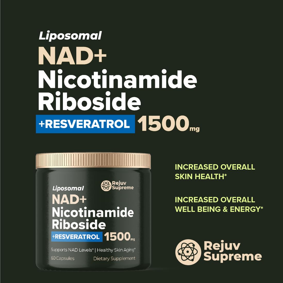 Rejuv Supreme NAD pack shot emphasizing comprehensive vitality formula